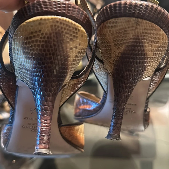 Valentino Garavani Vintage Brown Snakeskin slingbacks s 37 1/2 - Picture 5 of 7